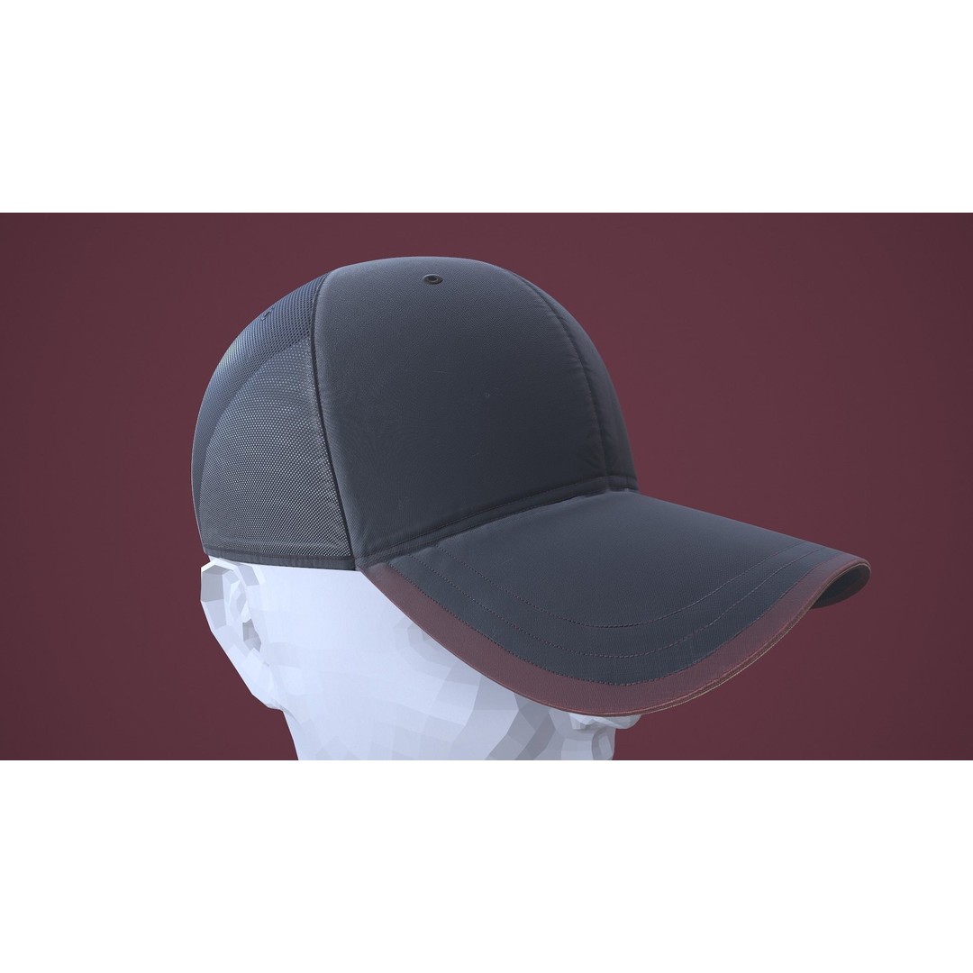 Baseball Cap 3D Model – Low Poly Game Ready Asset, FBX, OBJ - View 8