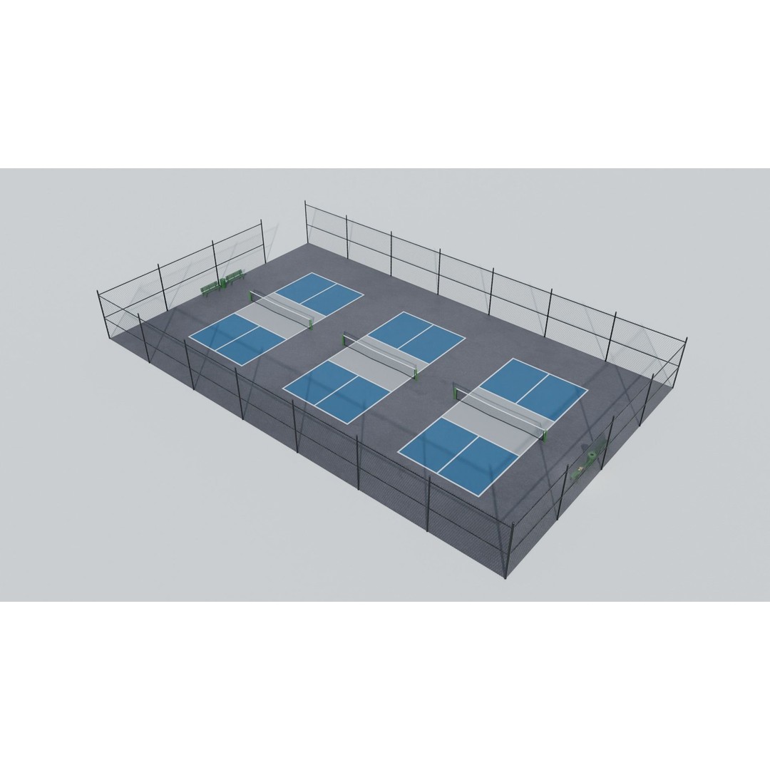 Pickleball Court 3D Model – Low Poly Game Asset, FBX, PBR Textures - View 10