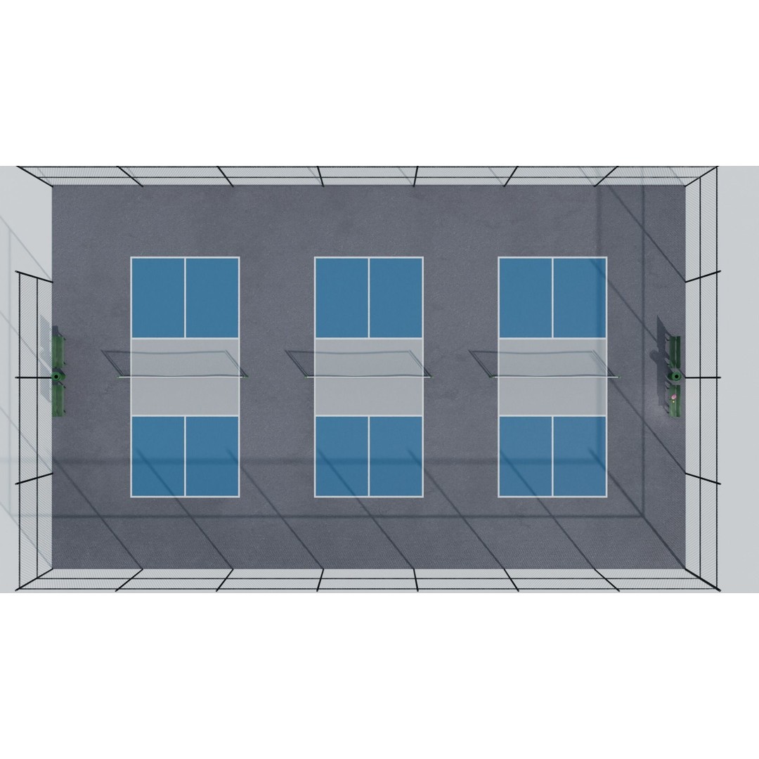 Pickleball Court 3D Model – Low Poly Game Asset, FBX, PBR Textures - View 13