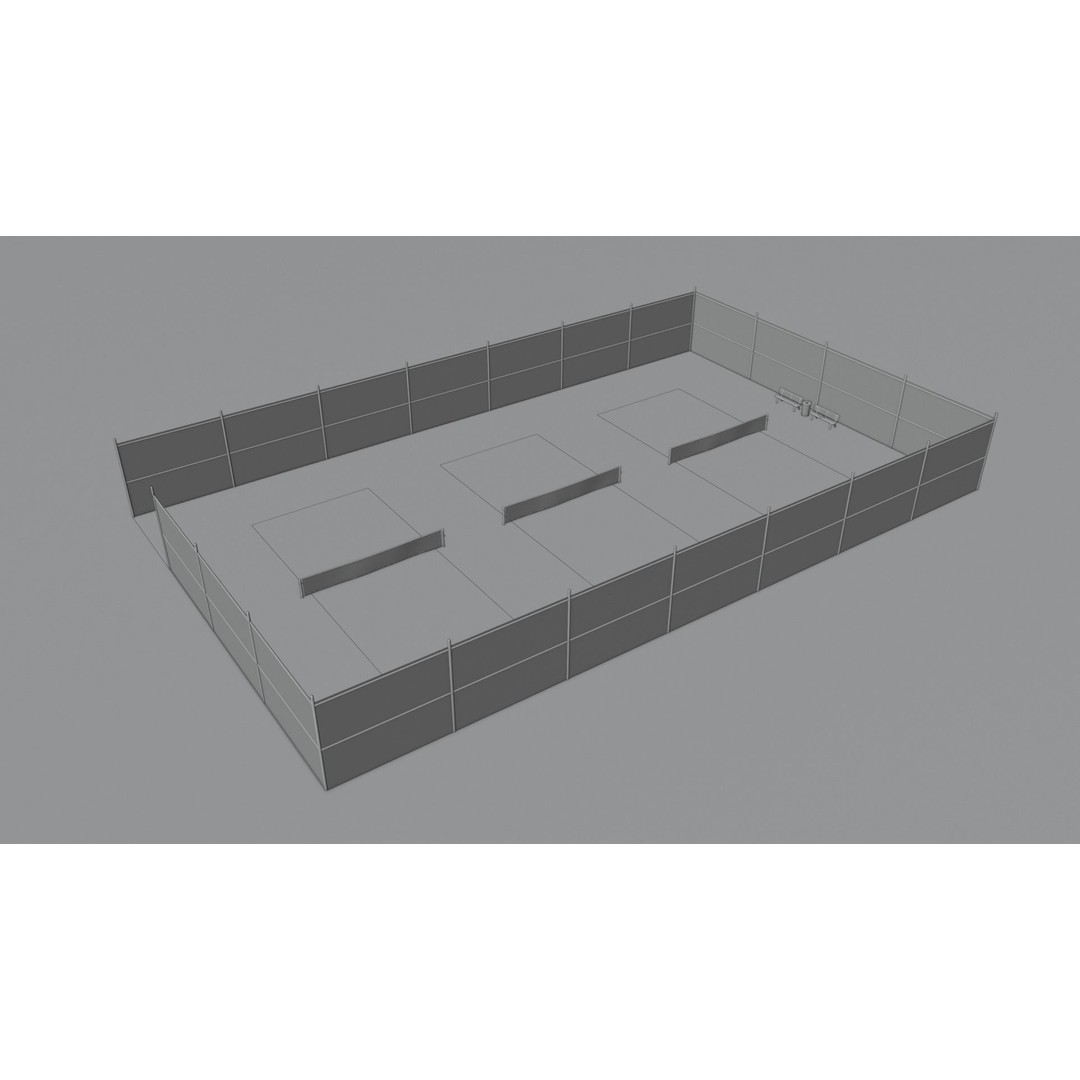 Pickleball Court 3D Model – Low Poly Game Asset, FBX, PBR Textures - View 4