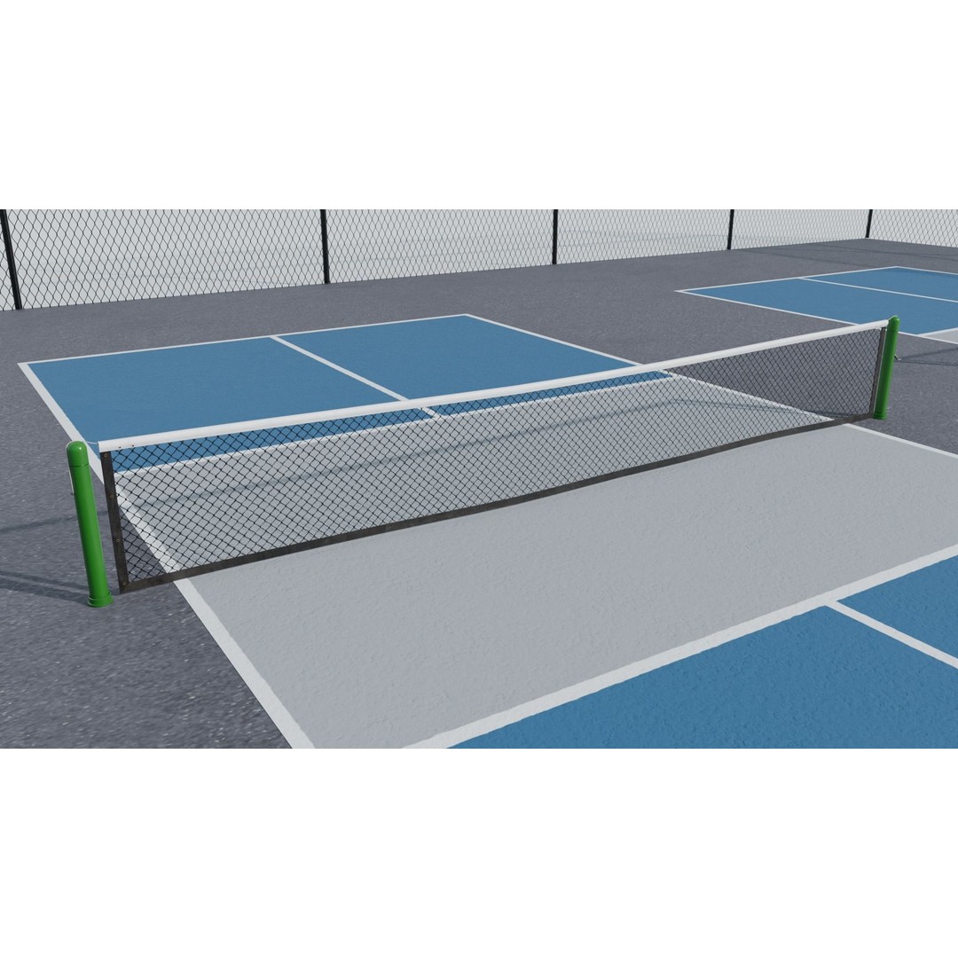 Pickleball Court 3D Model – Low Poly Game Asset, FBX, PBR Textures - View 9