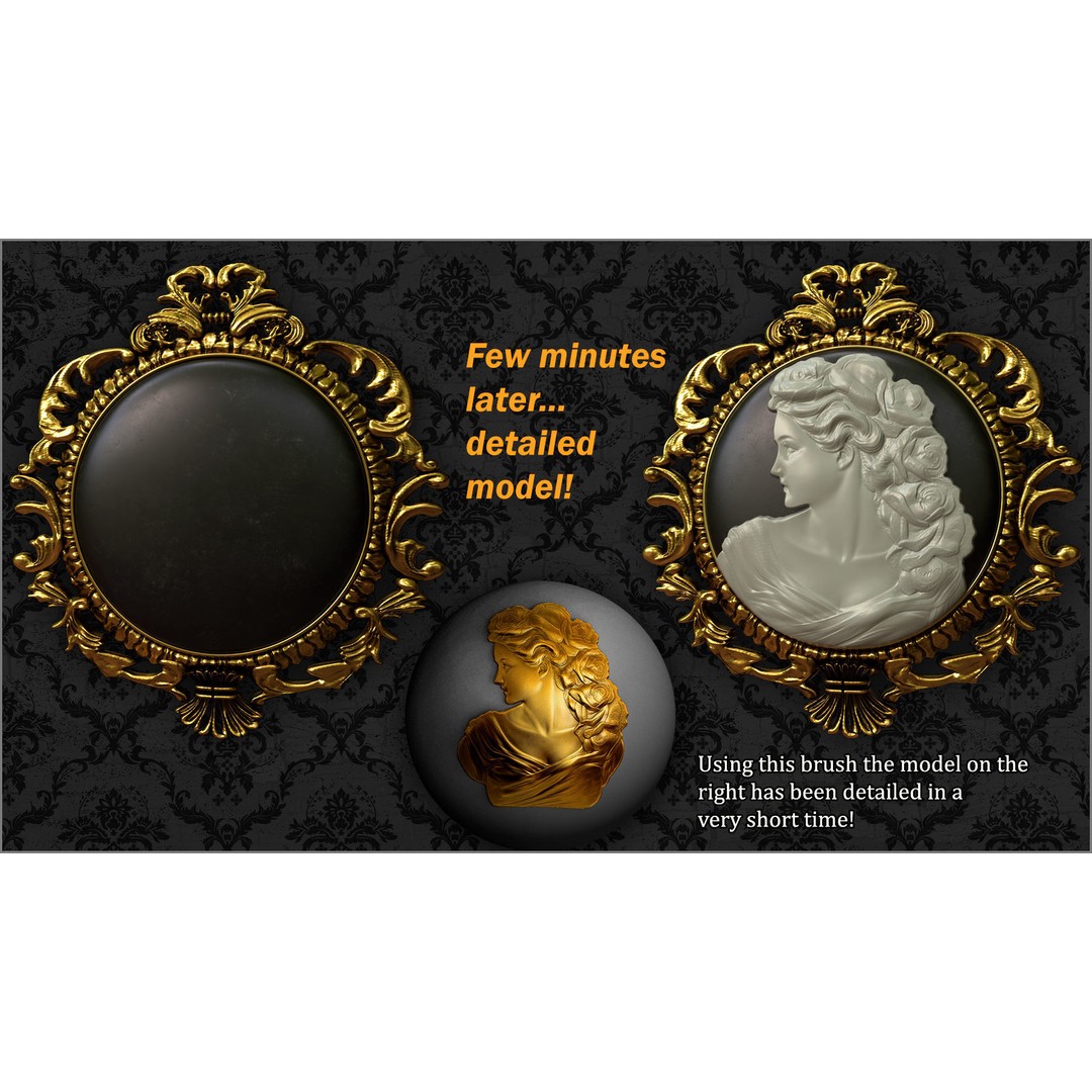 Romantic Era Ornaments 3D Model – ZBrush Brushes & Alphas Set - View 3