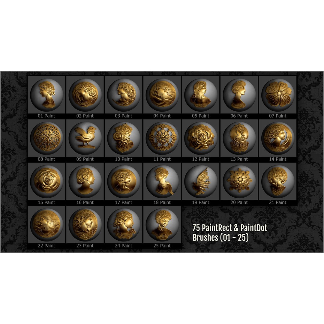 Romantic Era Ornaments 3D Model – ZBrush Brushes & Alphas Set - View 4