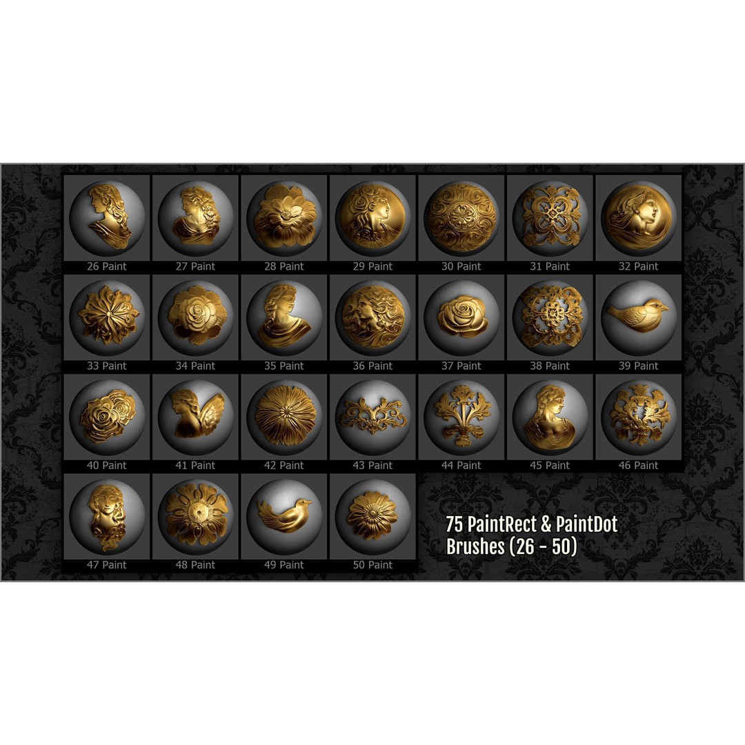 Romantic Era Ornaments 3D Model – ZBrush Brushes & Alphas Set - View 5