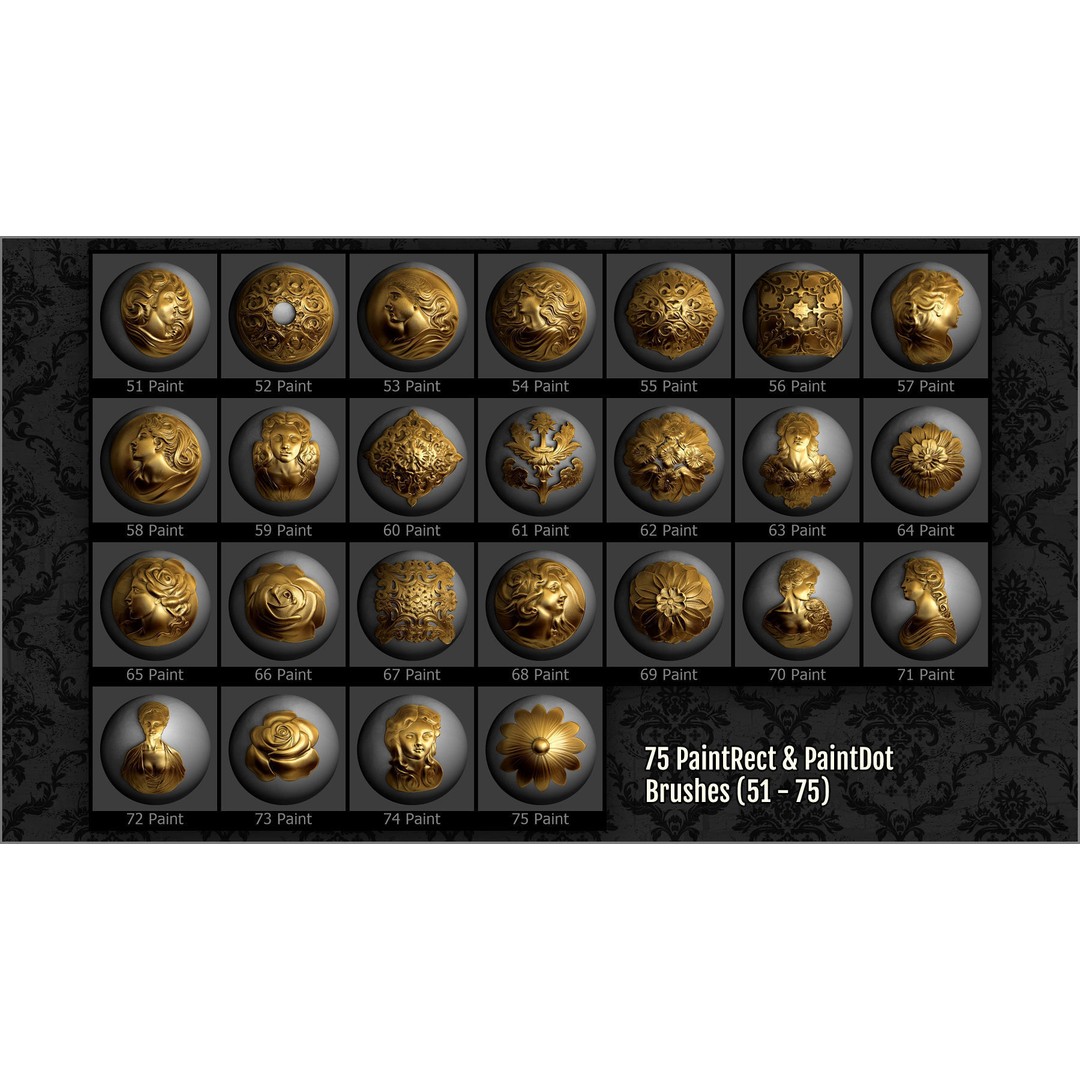 Romantic Era Ornaments 3D Model – ZBrush Brushes & Alphas Set - View 6