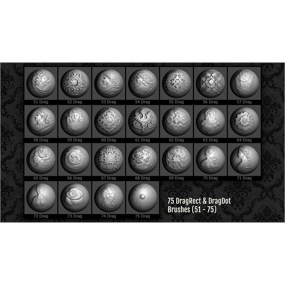 Romantic Era Ornaments 3D Model – ZBrush Brushes & Alphas Set - View 9