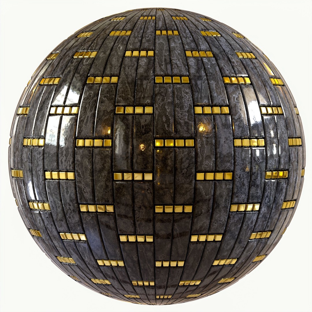 Steel and Marble Tile PBR Texture 3D Model – 4K Textures for Archviz - View 15