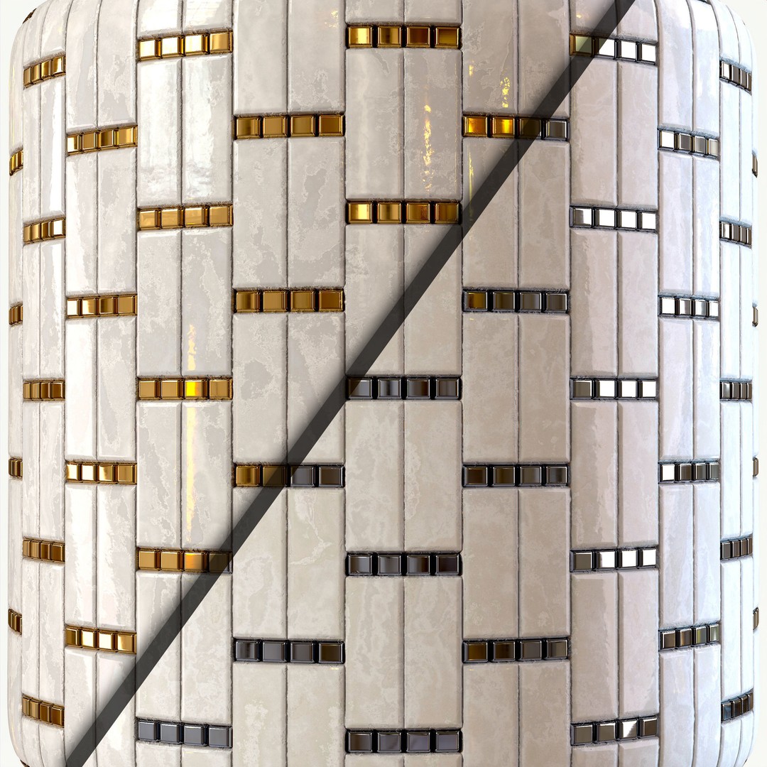 Steel and Marble Tile PBR Texture 3D Model – 4K Textures for Archviz - View 3