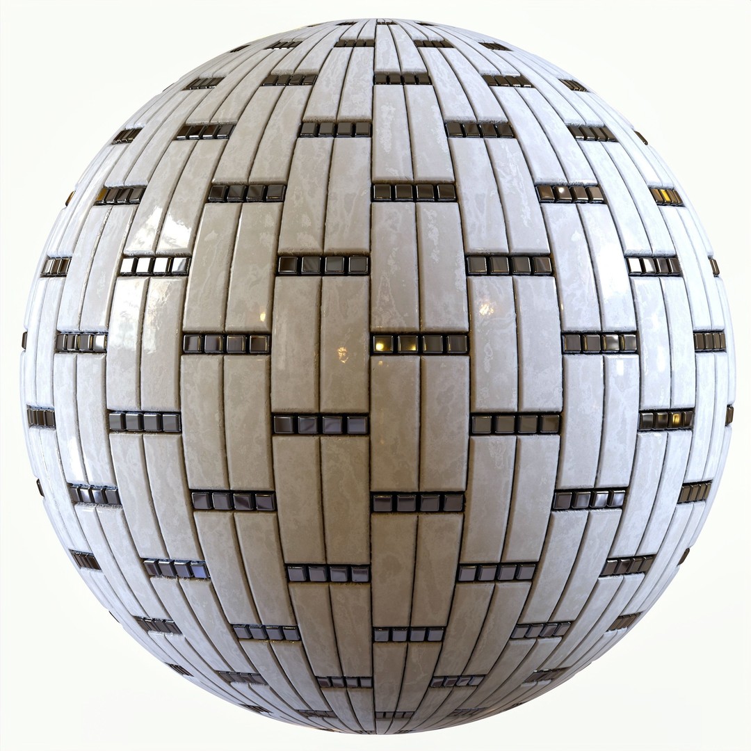 Steel and Marble Tile PBR Texture 3D Model – 4K Textures for Archviz - View 5