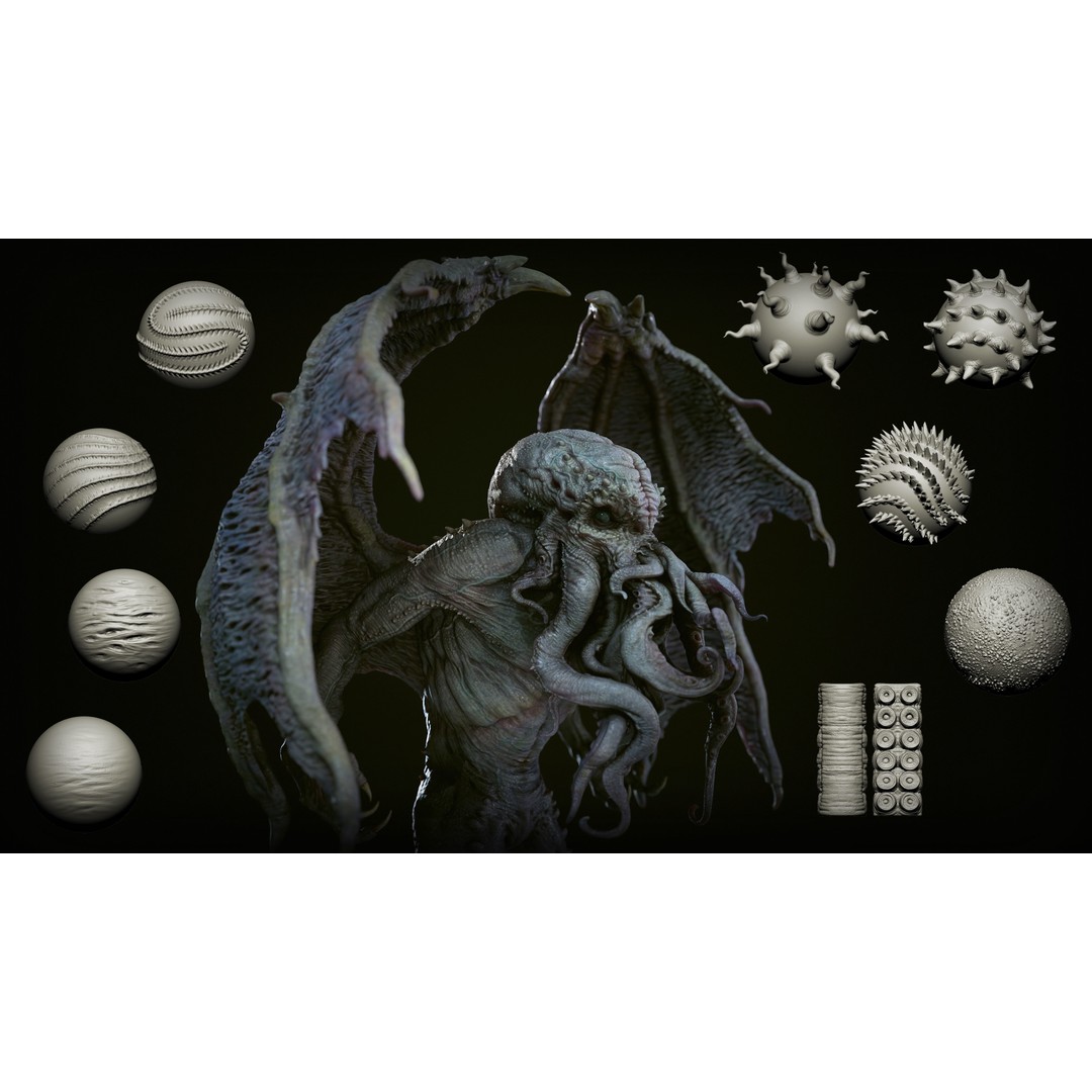 Cthulhu Creature 3D Model – Horror Brushes Pack for Zbrush & Blender - View 3