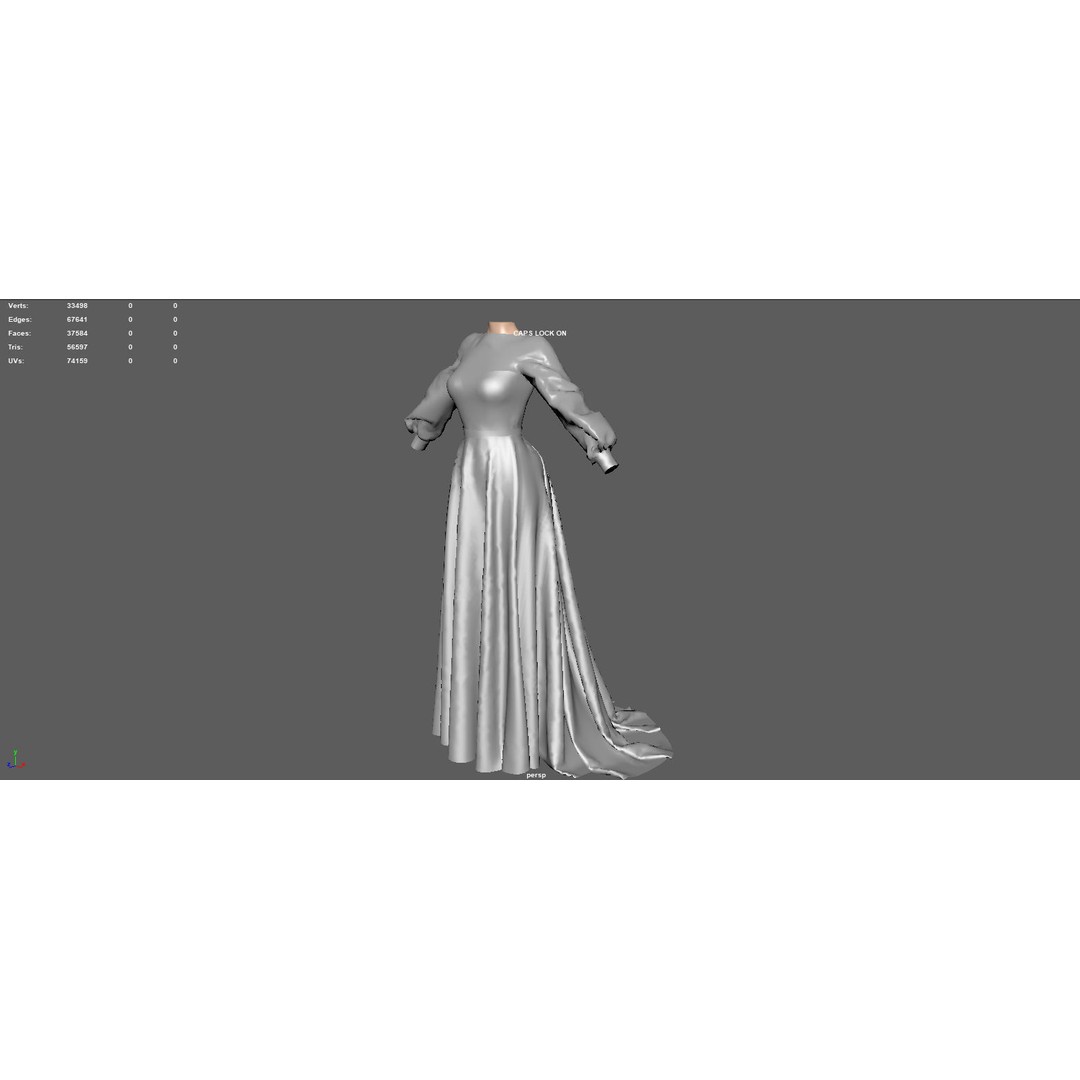 Wedding Dress 3D Model – Elegant Female Garment with PBR Textures - View 10