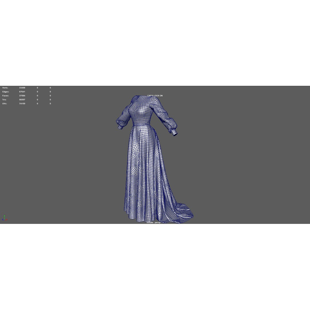 Wedding Dress 3D Model – Elegant Female Garment with PBR Textures - View 11