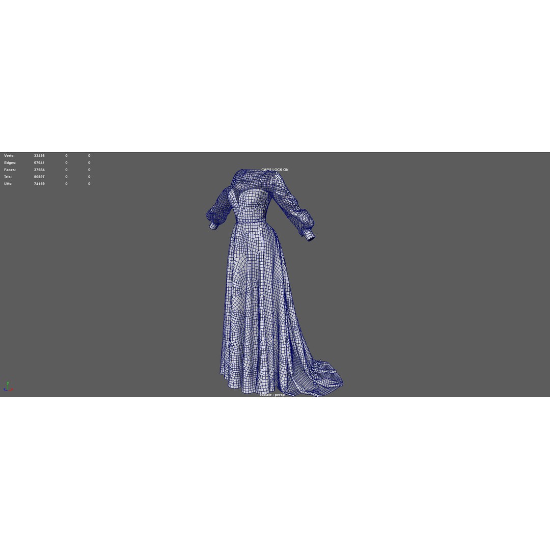 Wedding Dress 3D Model – Elegant Female Garment with PBR Textures - View 12