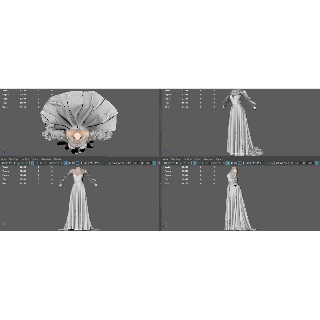 Wedding Dress 3D Model – Elegant Female Garment with PBR Textures - View 14