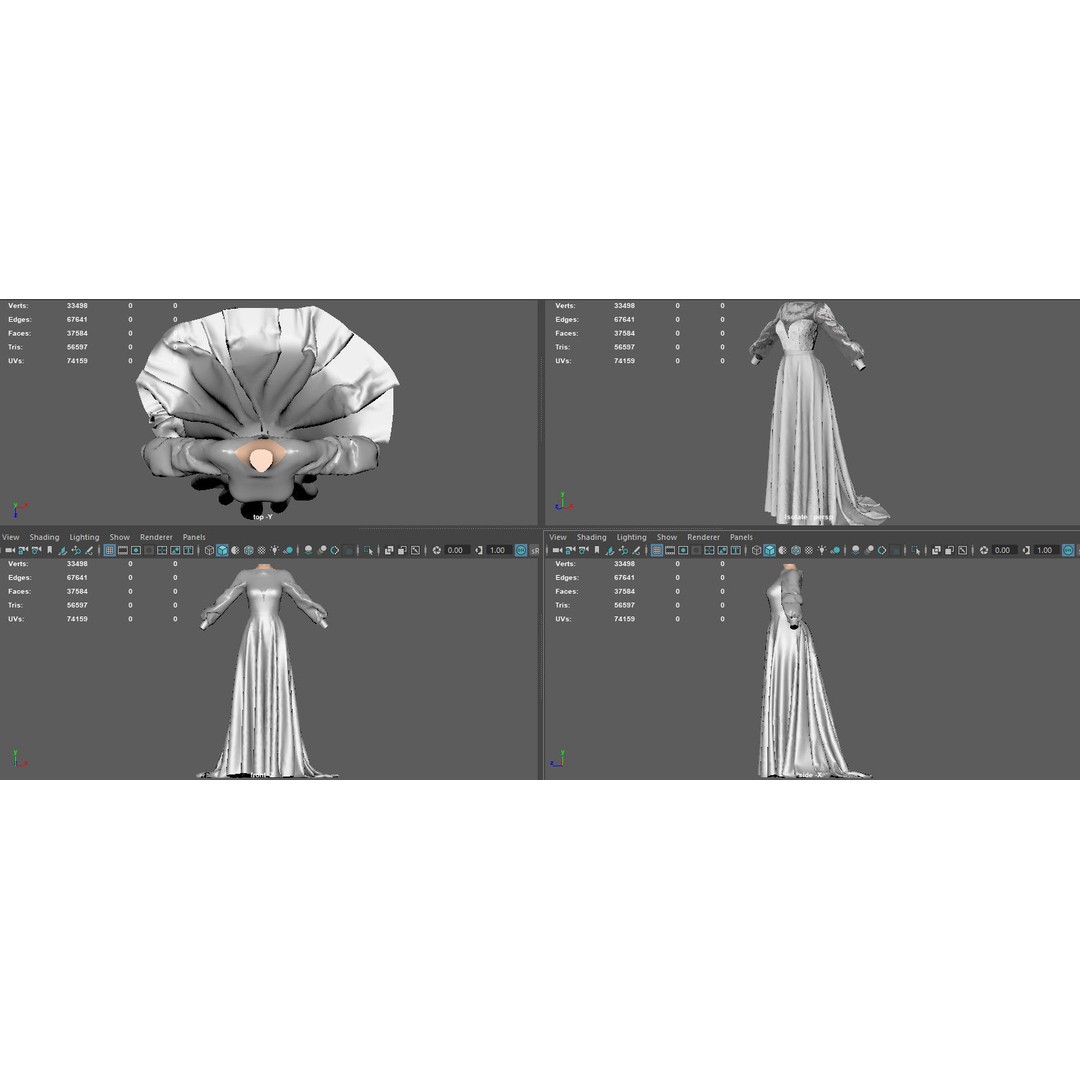 Wedding Dress 3D Model – Elegant Female Garment with PBR Textures - View 15
