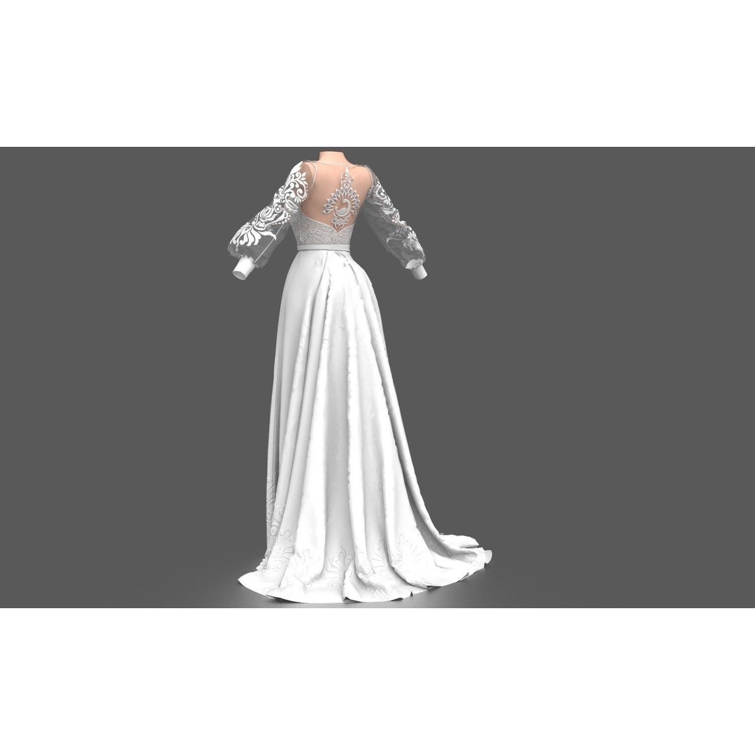 Wedding Dress 3D Model – Elegant Female Garment with PBR Textures - View 5