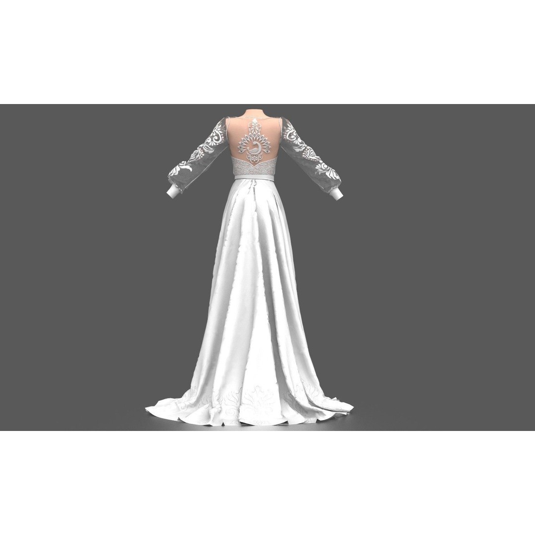 Wedding Dress 3D Model – Elegant Female Garment with PBR Textures - View 6