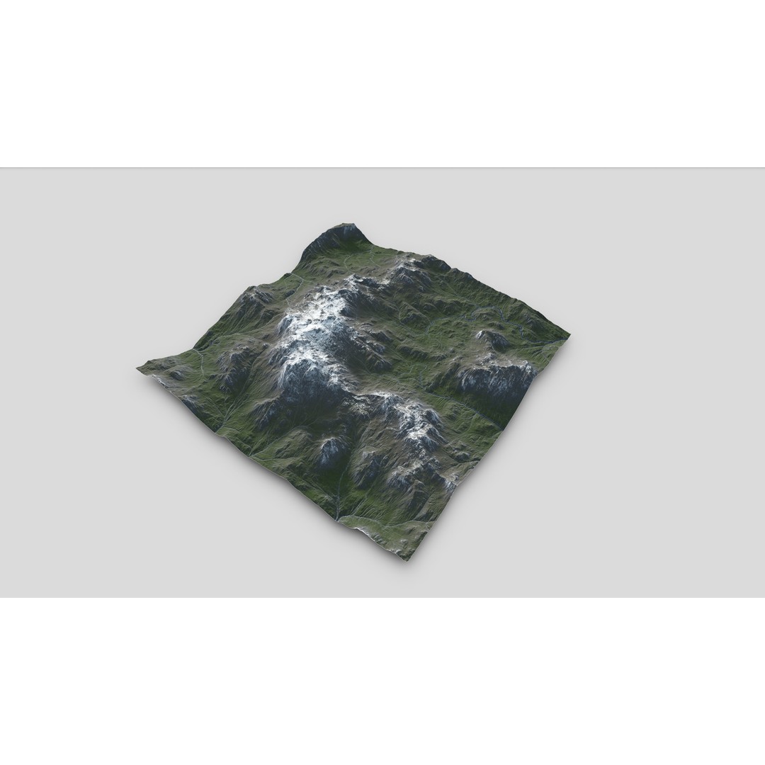 Mountain Landscape 3D Model – Low Poly Textures for VR/AR, FBX - View 11