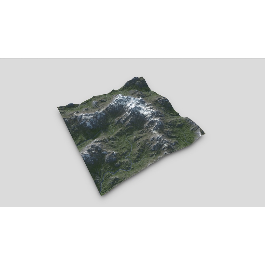 Mountain Landscape 3D Model – Low Poly Textures for VR/AR, FBX - View 13