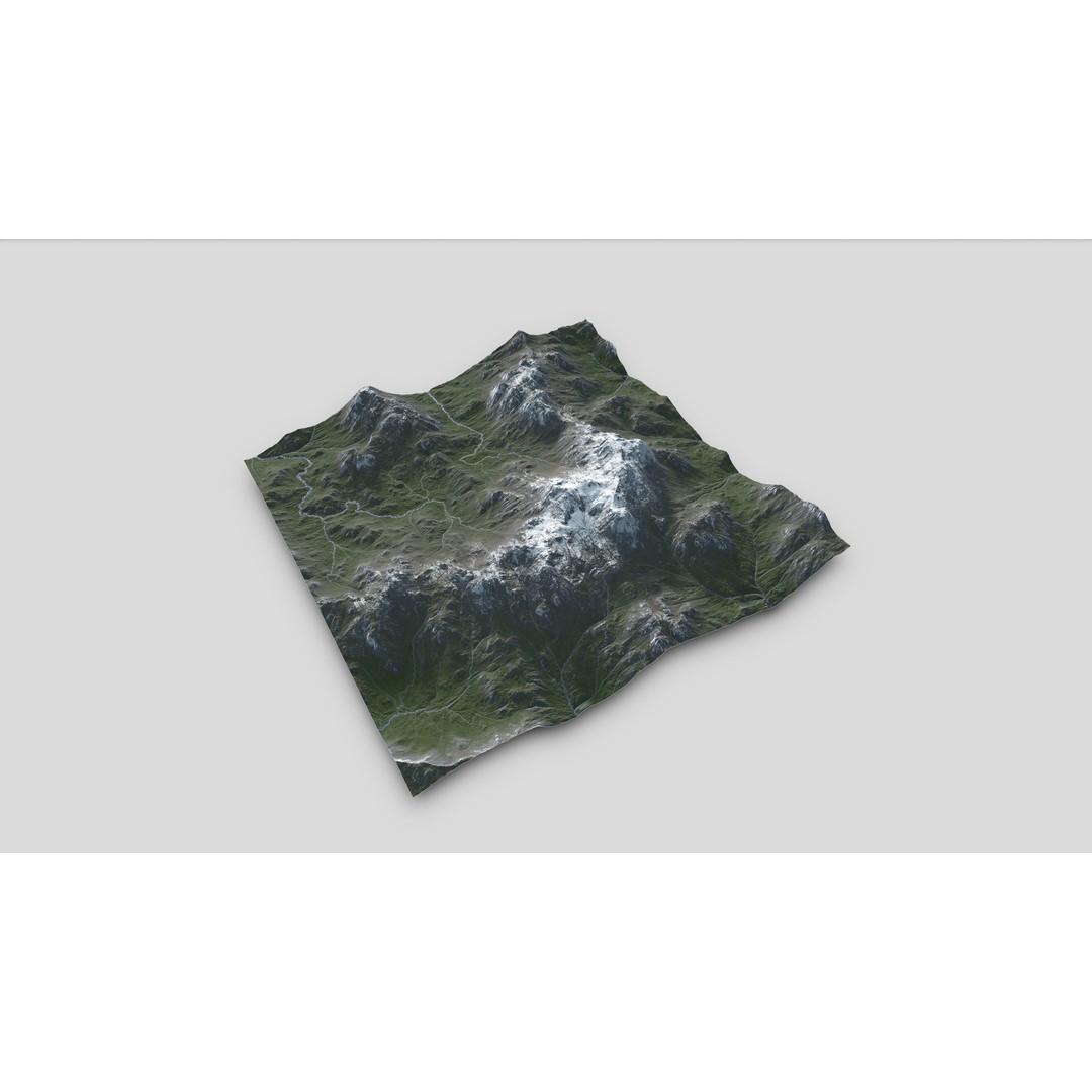 Mountain Landscape 3D Model – Low Poly Textures for VR/AR, FBX - View 19