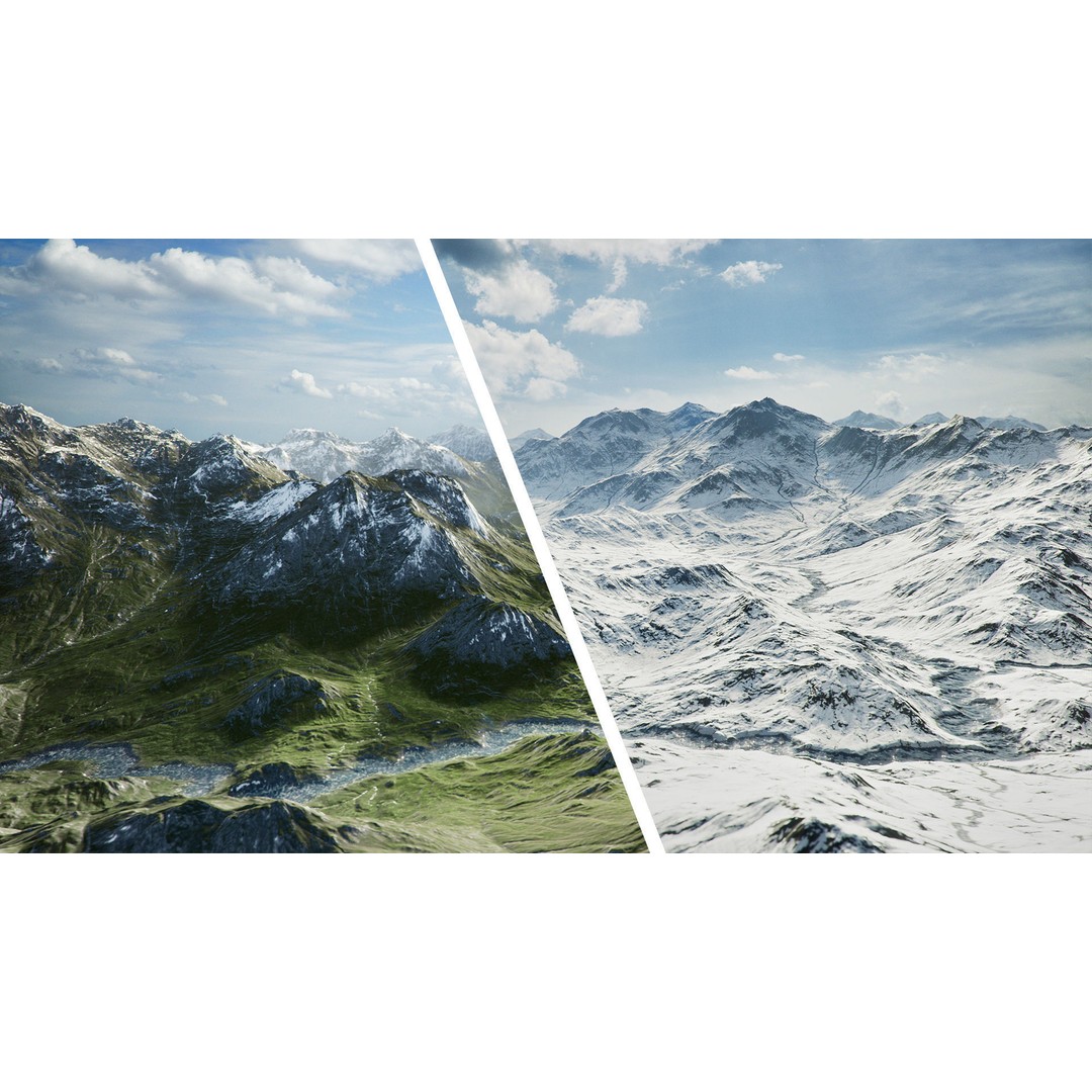 Mountain Landscape 3D Model – Low Poly Textures for VR/AR, FBX - View 4