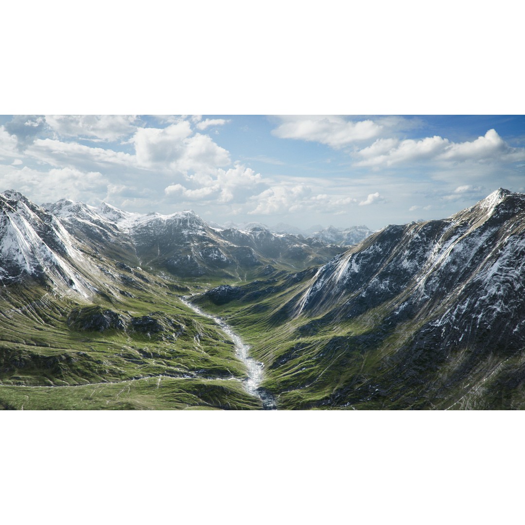 Mountain Landscape 3D Model – Low Poly Textures for VR/AR, FBX - View 5