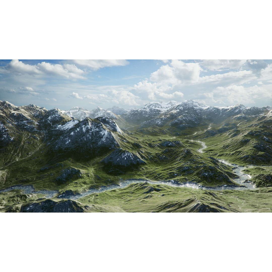 Mountain Landscape 3D Model – Low Poly Textures for VR/AR, FBX - View 7