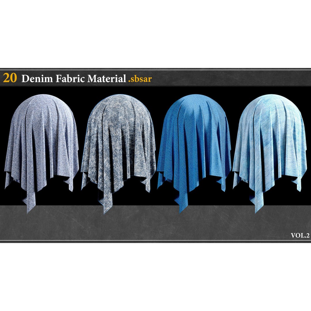 Denim Fabric Material 3D Model – PBR Textures, SBSAR Format - View 10