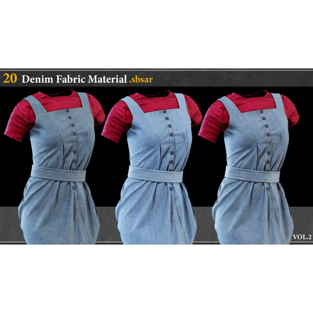 Denim Fabric Material 3D Model – PBR Textures, SBSAR Format - View 5