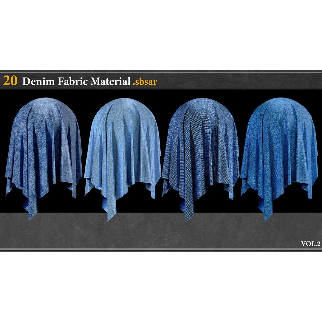 Denim Fabric Material 3D Model – PBR Textures, SBSAR Format - View 6