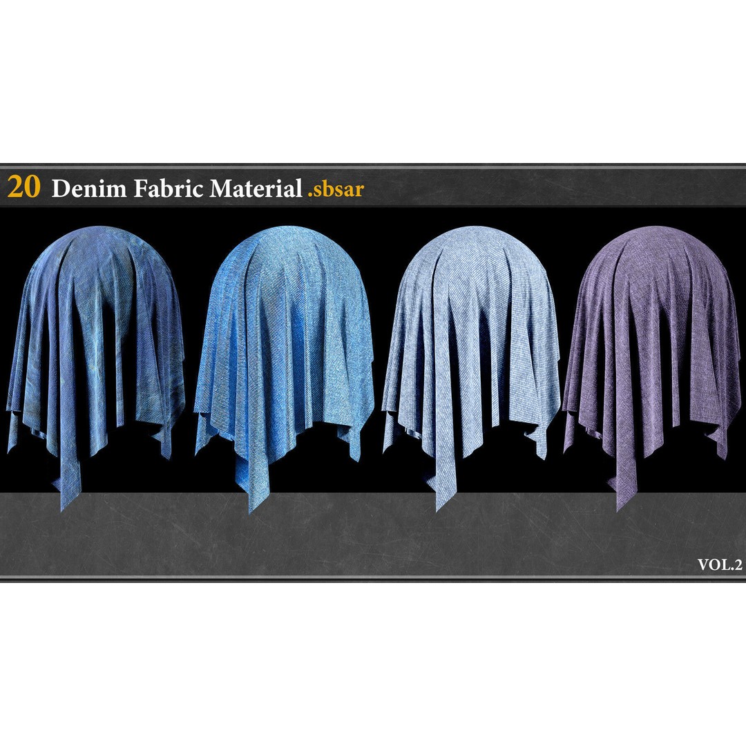 Denim Fabric Material 3D Model – PBR Textures, SBSAR Format - View 7