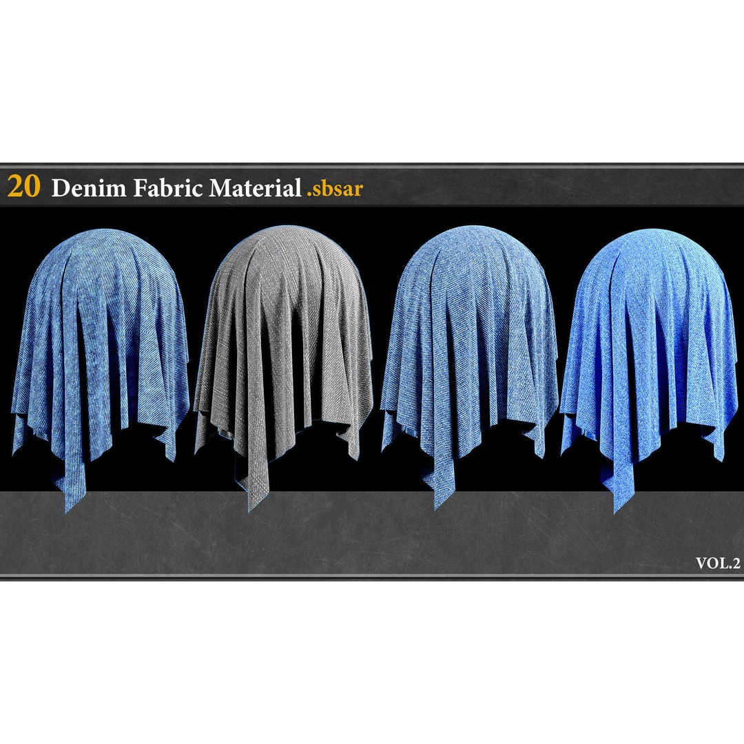 Denim Fabric Material 3D Model – PBR Textures, SBSAR Format - View 8