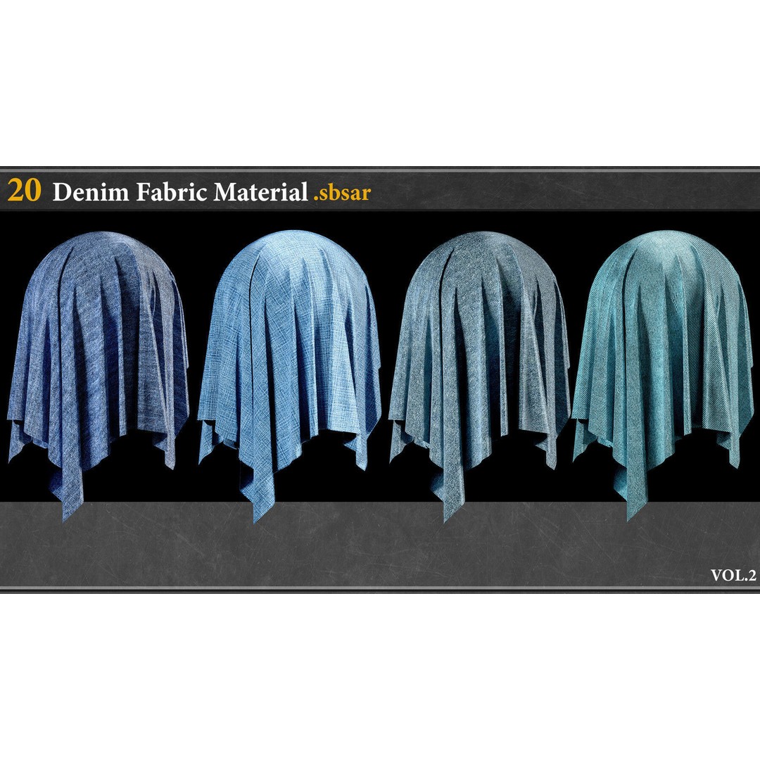 Denim Fabric Material 3D Model – PBR Textures, SBSAR Format - View 9