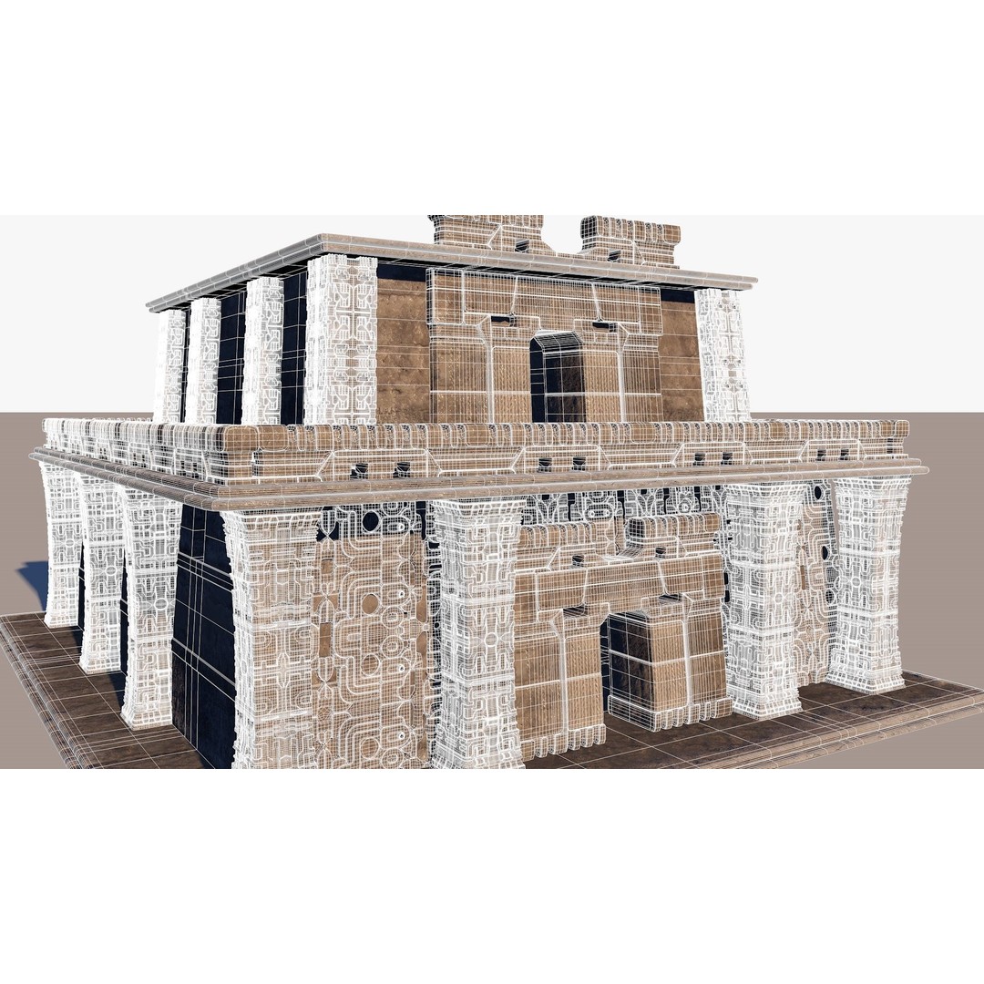 Pre-Columbian Temple 3D Model – Modular Architecture with PBR Textures