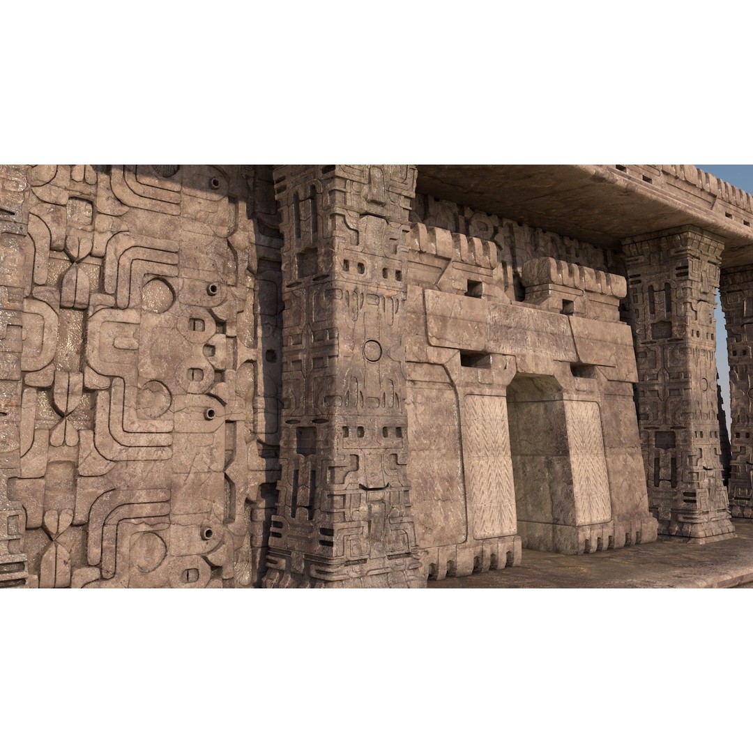 Pre-Columbian Temple 3D Model – Modular Architecture with PBR Textures - View 10