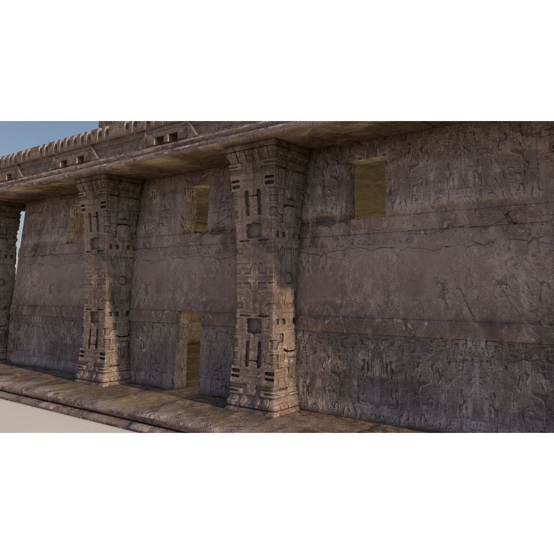 Pre-Columbian Temple 3D Model – Modular Architecture with PBR Textures - View 11