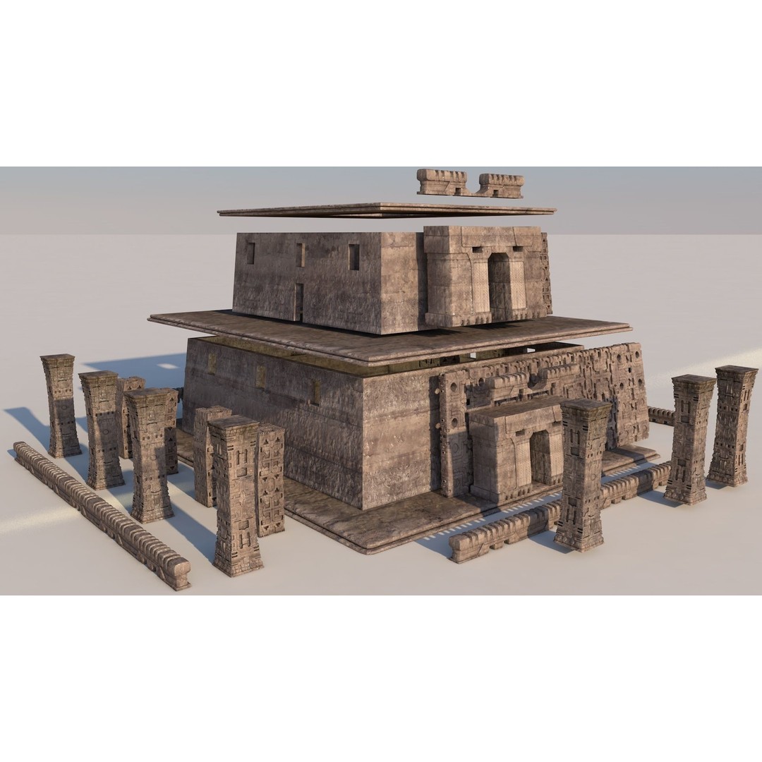 Pre-Columbian Temple 3D Model – Modular Architecture with PBR Textures - View 14