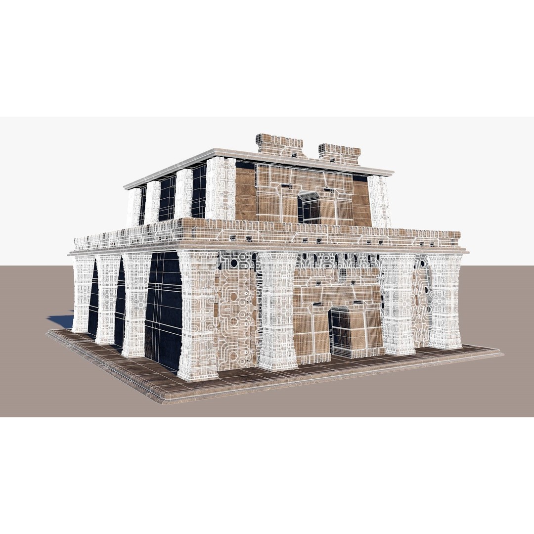 Pre-Columbian Temple 3D Model – Modular Architecture with PBR Textures - View 15