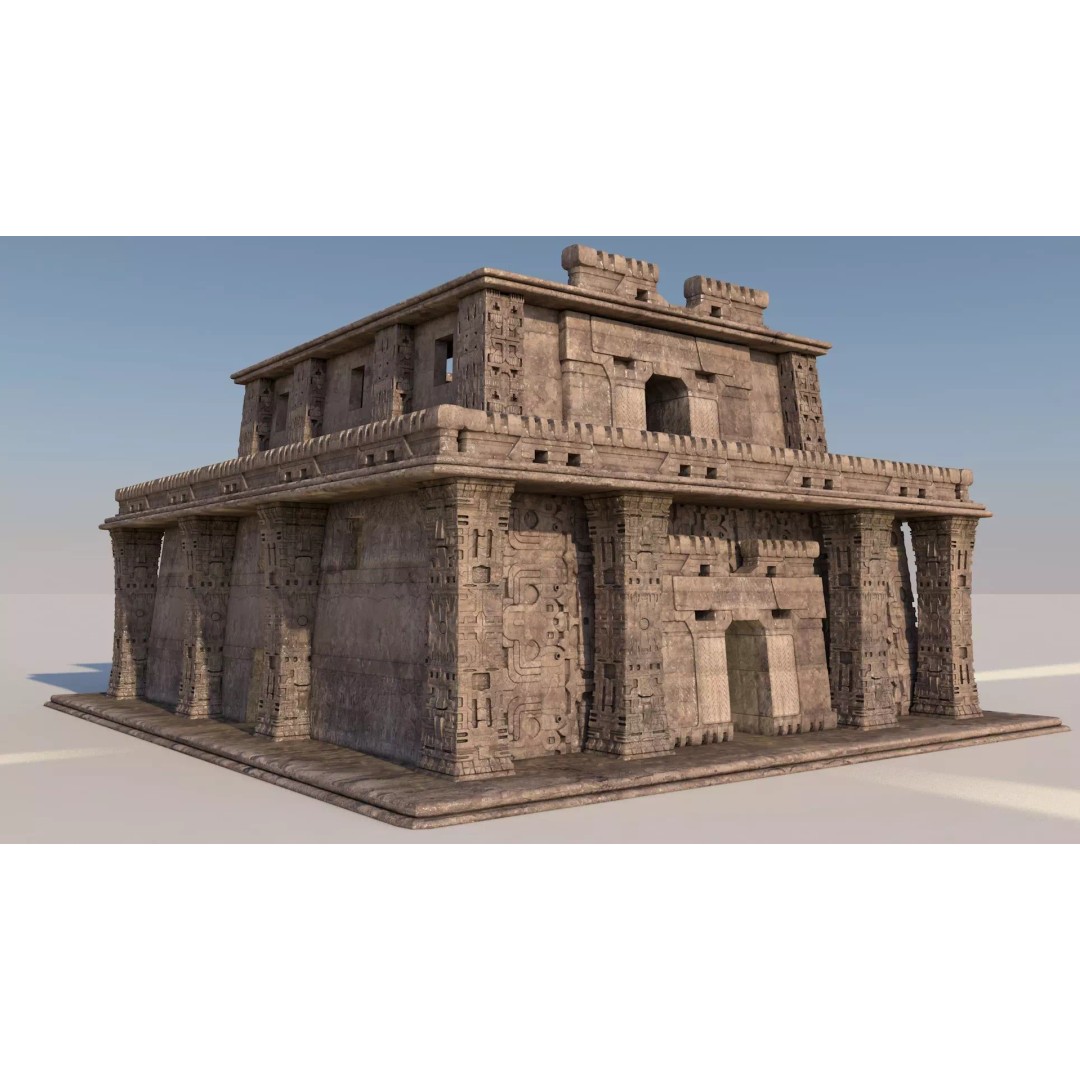 Pre-Columbian Temple 3D Model – Modular Architecture with PBR Textures - View 2