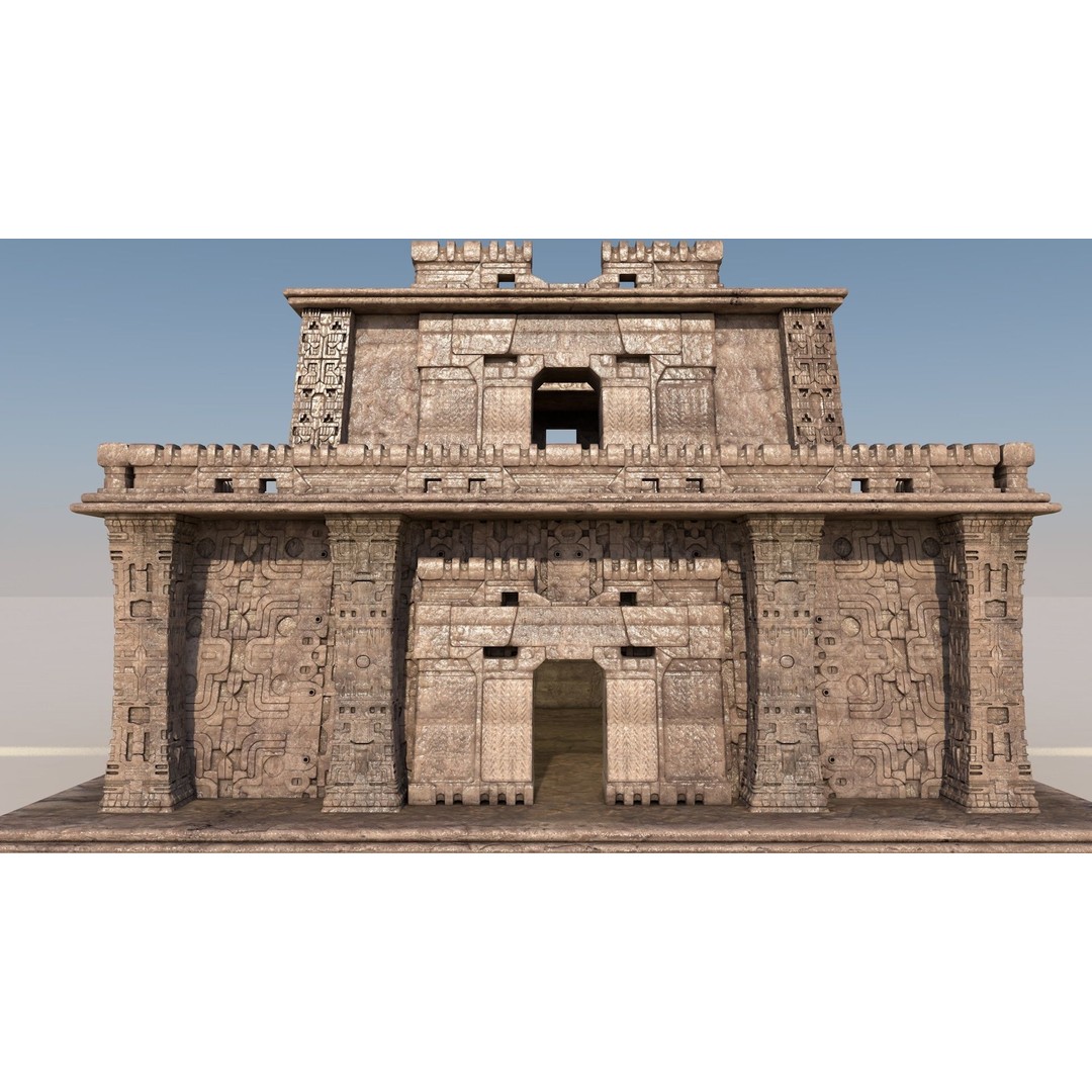 Pre-Columbian Temple 3D Model – Modular Architecture with PBR Textures - View 3