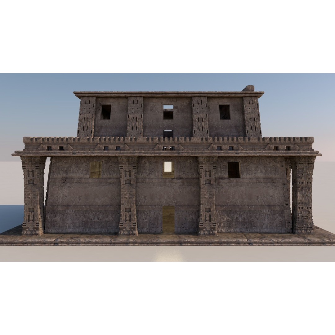 Pre-Columbian Temple 3D Model – Modular Architecture with PBR Textures - View 4