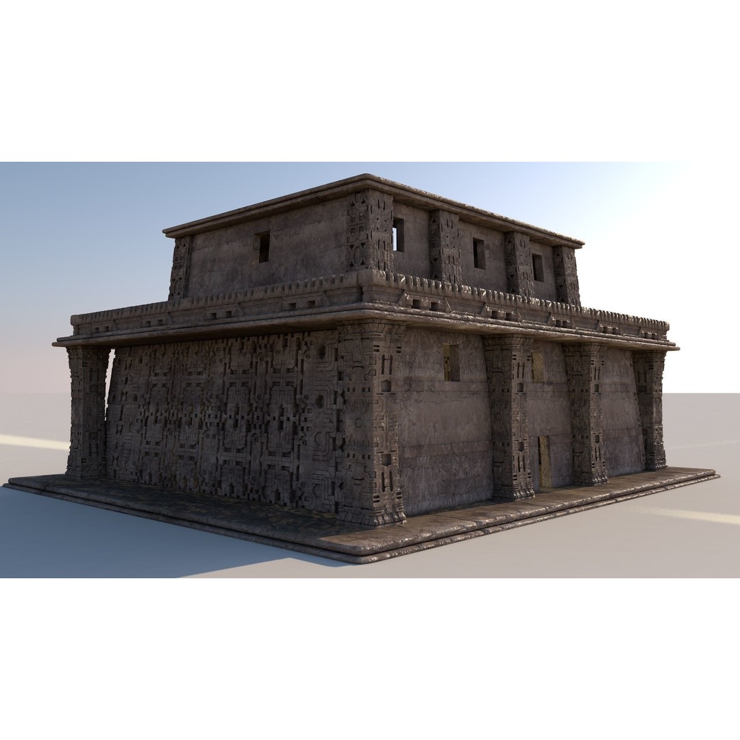 Pre-Columbian Temple 3D Model – Modular Architecture with PBR Textures - View 5