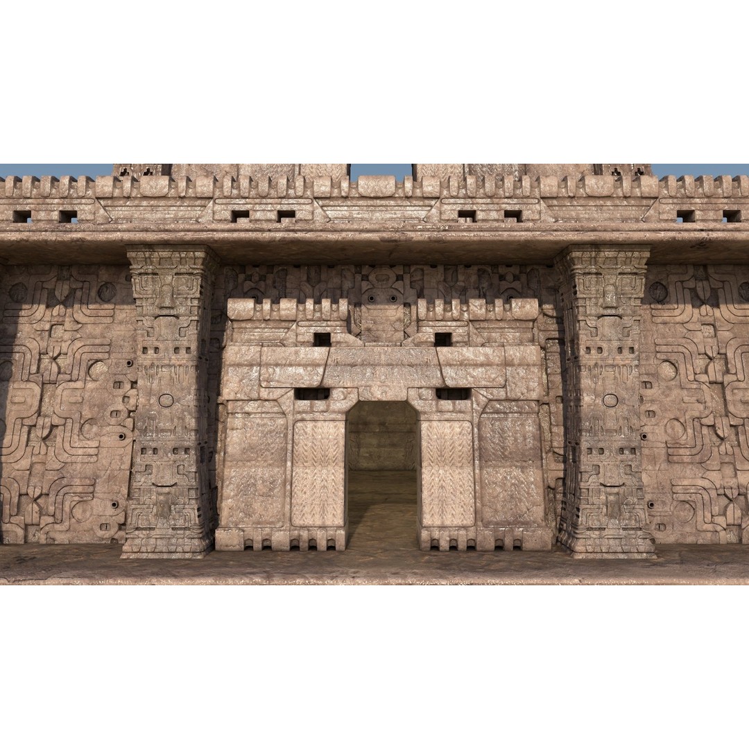 Pre-Columbian Temple 3D Model – Modular Architecture with PBR Textures - View 8