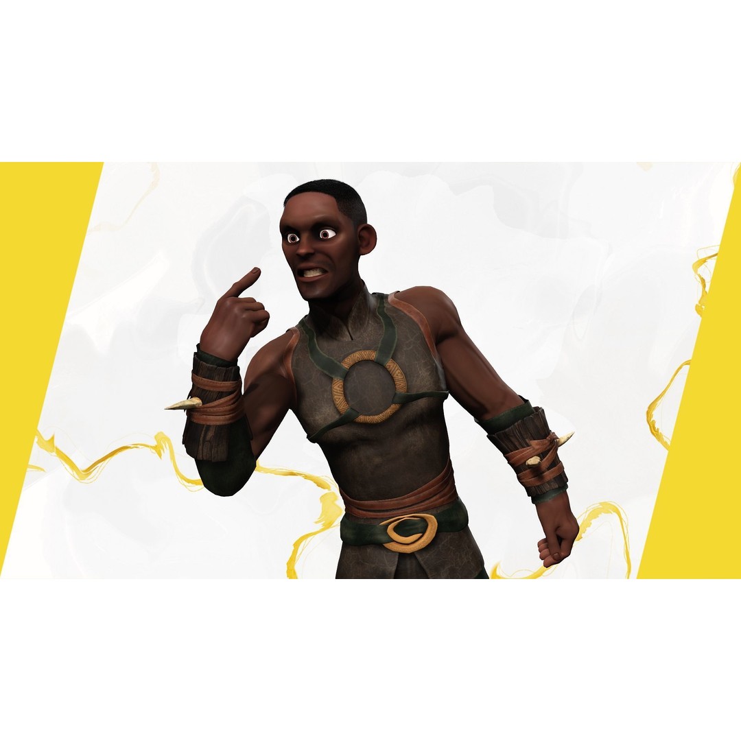 Tribal Warrior 3D Model – Stylized Toon Fighter, Rigged for Animation - View 13