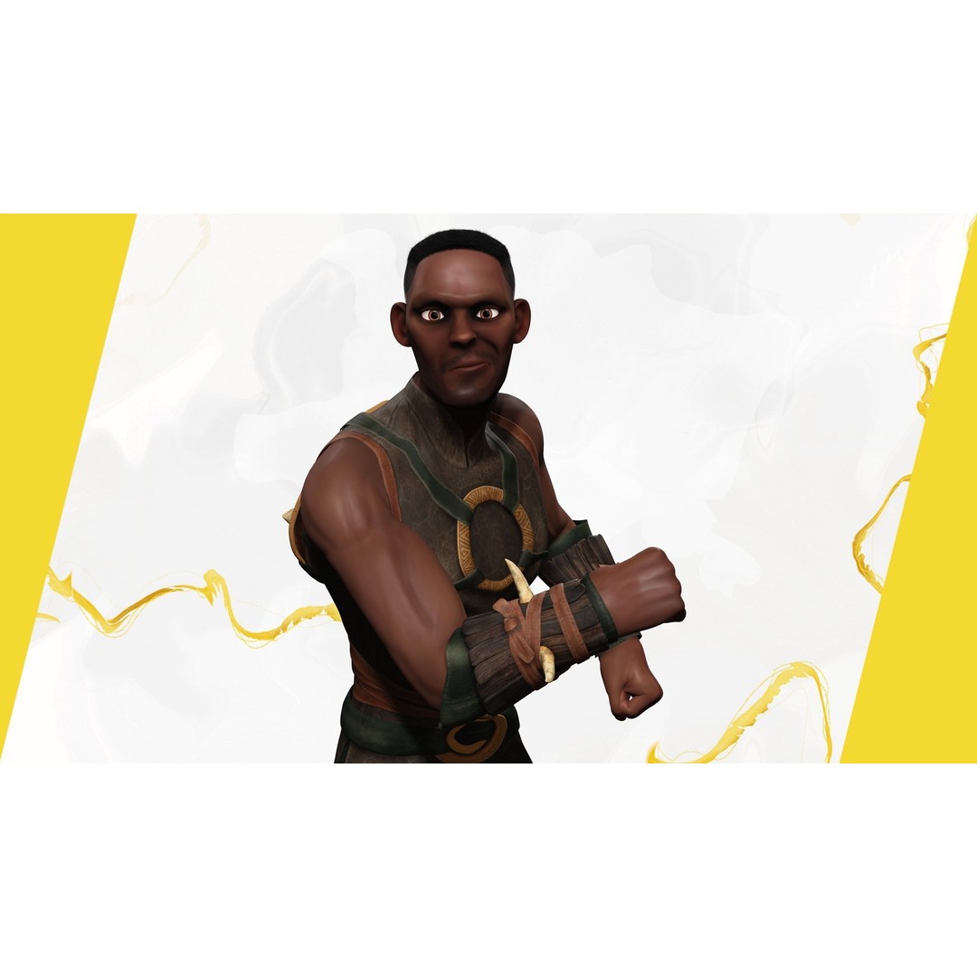 Tribal Warrior 3D Model – Stylized Toon Fighter, Rigged for Animation - View 15