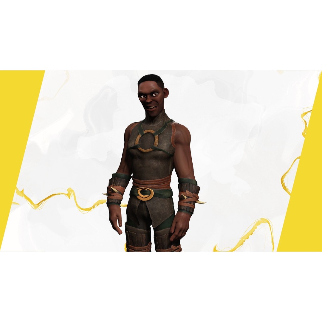 Tribal Warrior 3D Model – Stylized Toon Fighter, Rigged for Animation - View 17