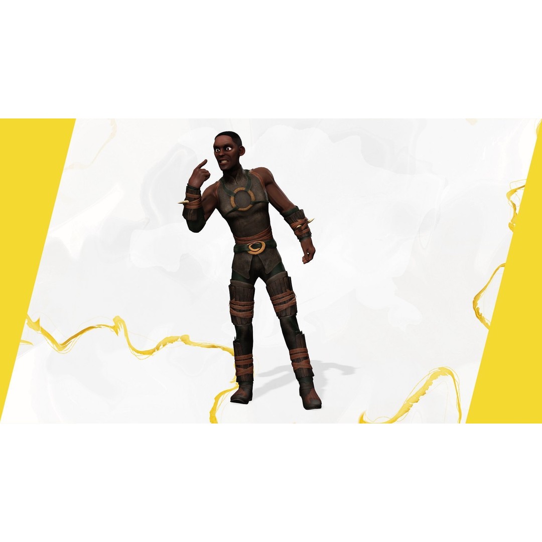 Tribal Warrior 3D Model – Stylized Toon Fighter, Rigged for Animation - View 18