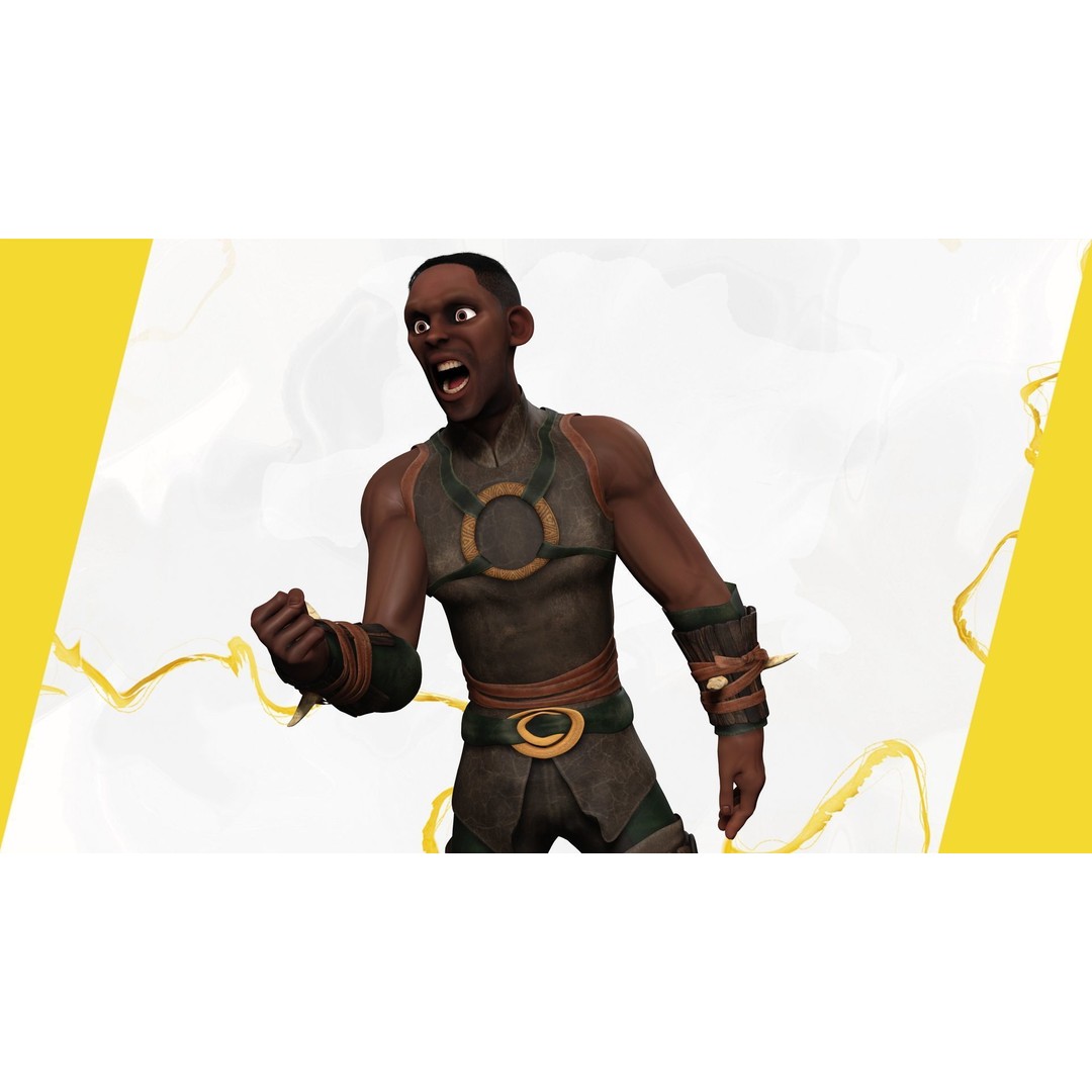 Tribal Warrior 3D Model – Stylized Toon Fighter, Rigged for Animation - View 8