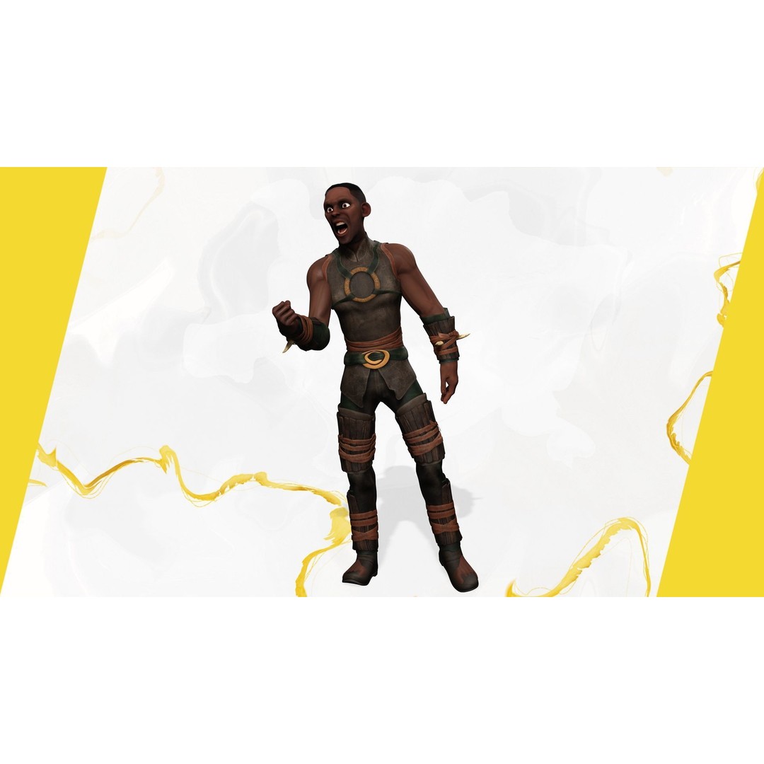 Tribal Warrior 3D Model – Stylized Toon Fighter, Rigged for Animation - View 9
