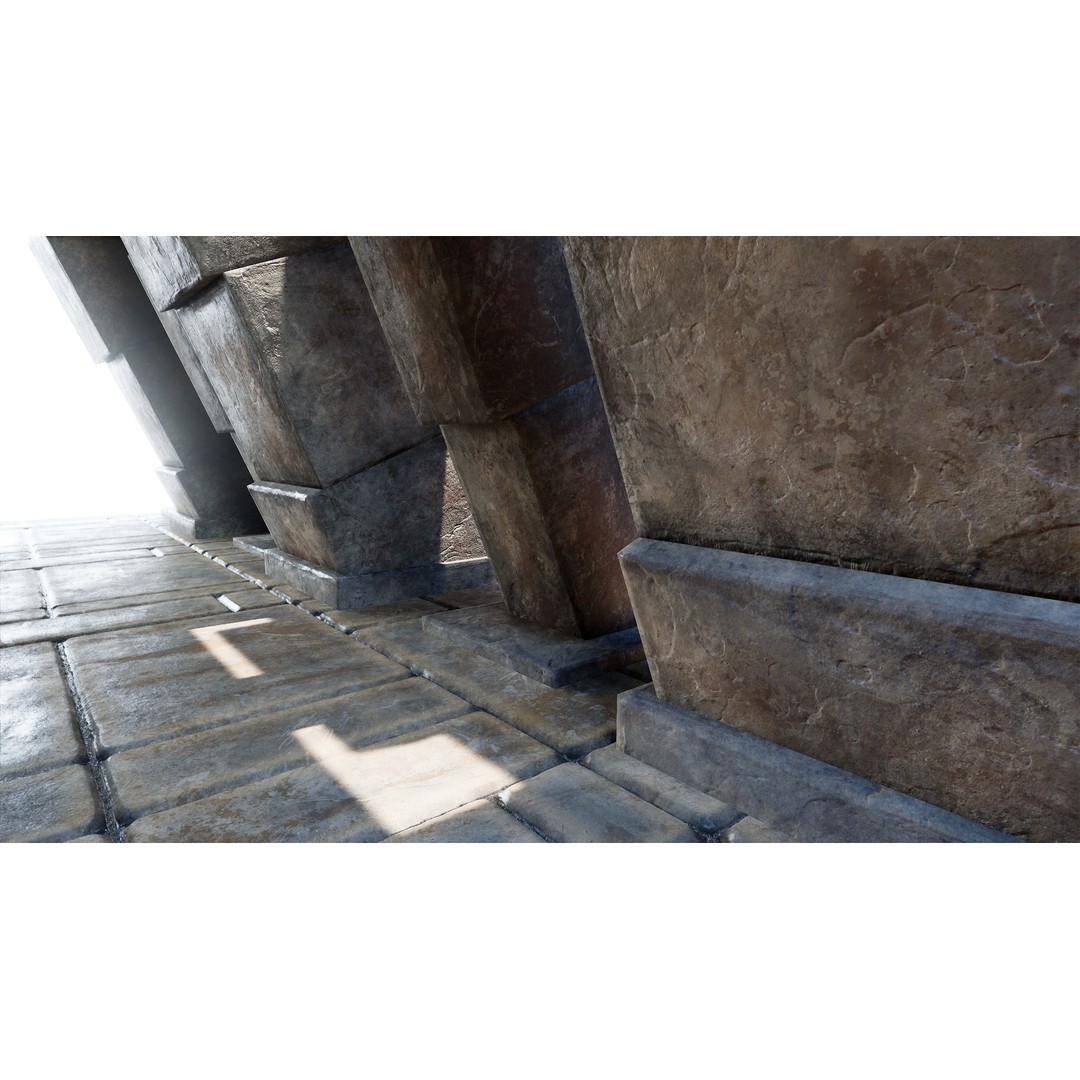 Medieval Wall and Ground 3D Model – PBR Textures, Low Poly Asset - View 10